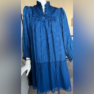 Jovovich-Hawk silk royal blue dress- Beautifully Made! 100% SILK